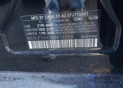 2009 Mercedes-Benz E 350 z USA, uszkodzony, nr VIN WDBUF56X99B416954